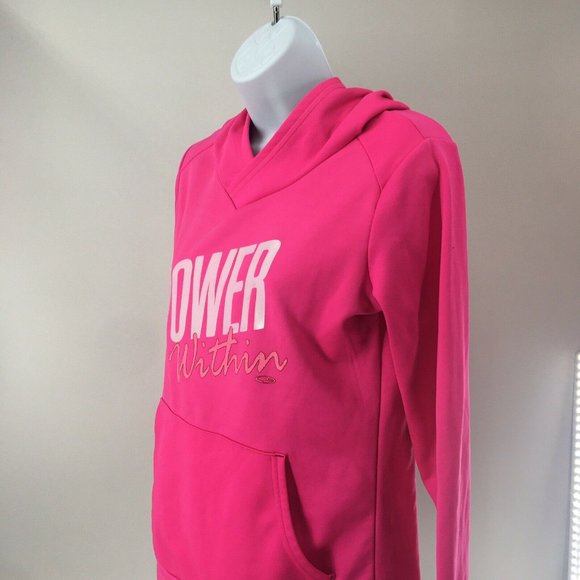 Champion Duo Dry Girls XL Barbiecore Bright Pink POWER WITHIN Hoodie Sweatshirt - Picture 7 of 10